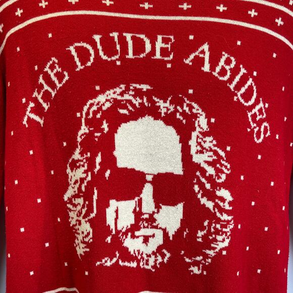 Ripple Junction The Big Lebowski THE DUDE ABIDES Ugly Christmas Sweater Size S - Picture 2 of 5